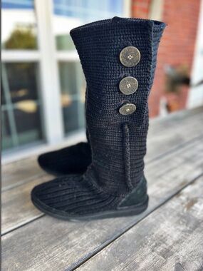 UGG Classic Cardy Knit Tall Boot - Upper Gray - Size 9